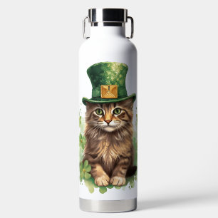 FLUFFY IRISH THEMED KITTY CAT WATER BOTTLE
