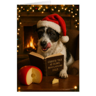 Fluffy Jack Russell 'Cheese Tax' Christmas card