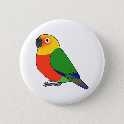 Fluffy jenday conure parrot cartoon drawing button
