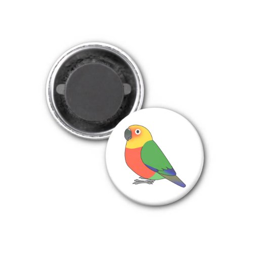 Fluffy jenday conure parrot cartoon drawing magnet
