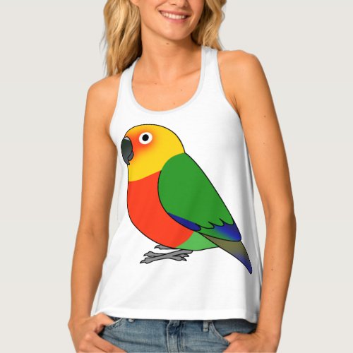 Fluffy jenday conure parrot cartoon drawing tank top