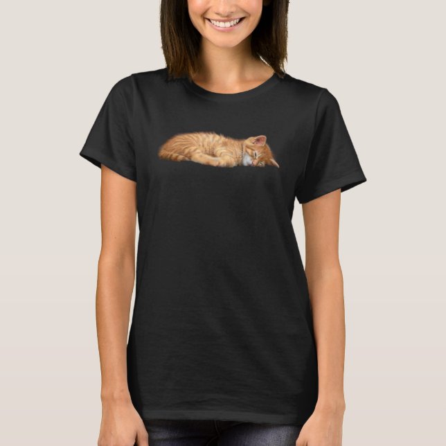 Fluffy Kitten Cat Sleep Lazy cats  small cat theme T-Shirt (Front)