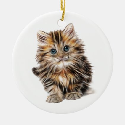 Fluffy Kitten Ceramic Ornament