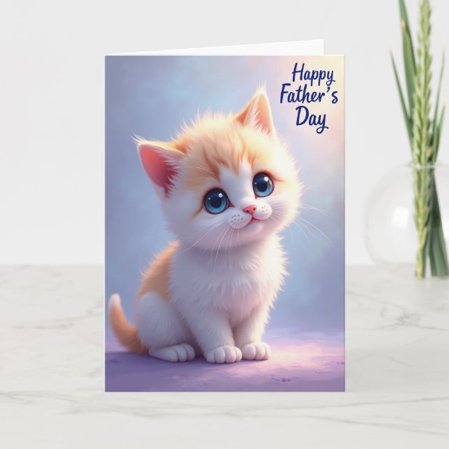 Fluffy Kitten Fathers Day Card (Front)