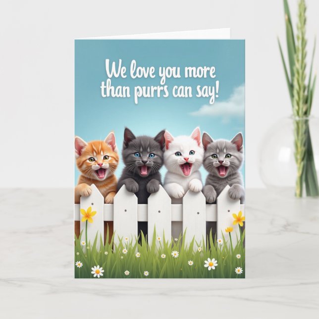 Fluffy Kitten Friends Card (Front)