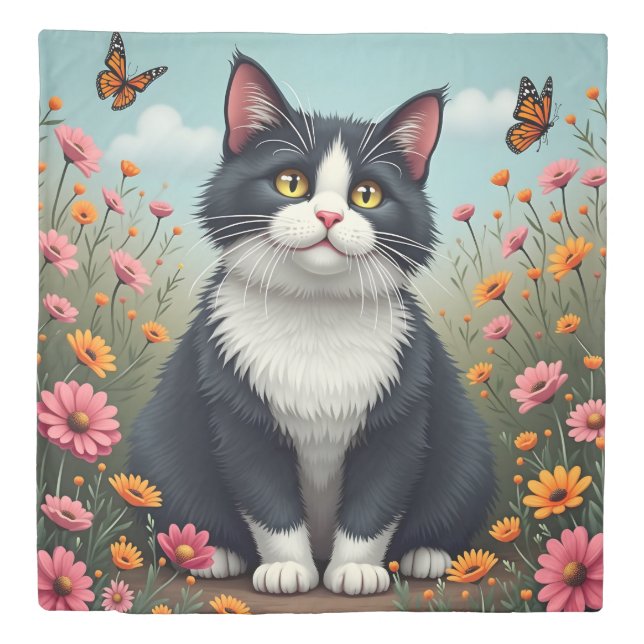 Fluffy kitten in the garden duvet cover (Front)