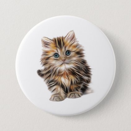 Fluffy Kitten Pinback Button