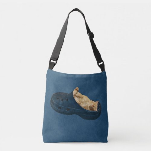 Fluffy Kitten Sleeping In Croc Shoe Crossbody Bag