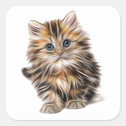 Fluffy Kitten Square Sticker