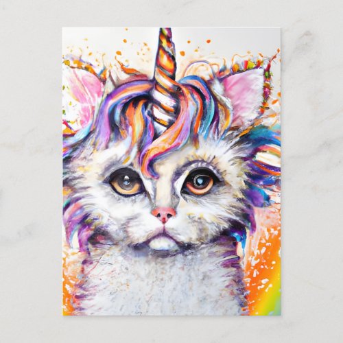Fluffy Kitten Unicorn Postcard
