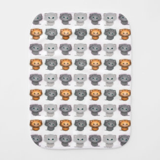 Fluffy Kittens Cat Art Pattern Baby Burp Cloth