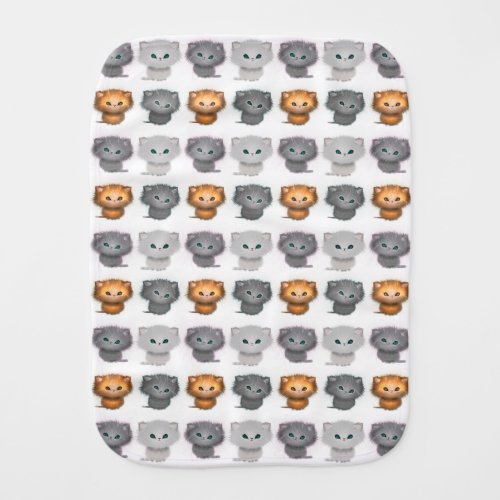 Fluffy Kittens Cat Art Pattern Baby Burp Cloth