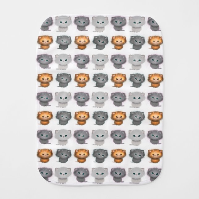 Fluffy Kittens Cat Art Pattern Baby Burp Cloth (Front)
