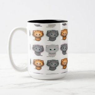 Fluffy Kittens Pattern Two-Tone Coffee Mug