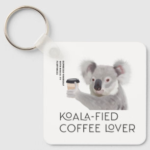 Fluffy Koala Pun Coffee Lovers Keychain