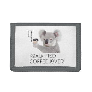 Fluffy Koala Pun Coffee Lovers Tri-fold Wallet