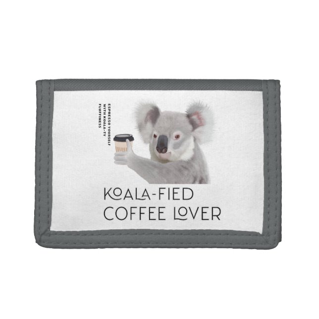 Fluffy Koala Pun Coffee Lovers Trifold Wallet (Front)