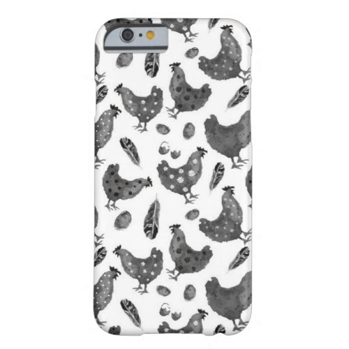 Fluffy Layers Black and White Chickens Phone Case