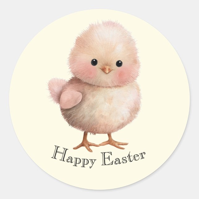 Fluffy Little Chick | Cute Spring & Easter Animal  Classic Round Sticker (Front)