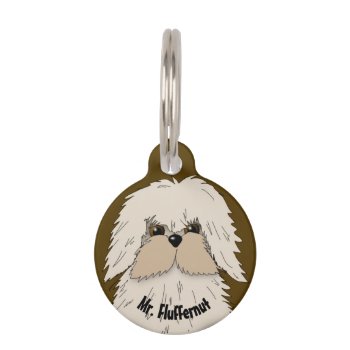 Fluffy Little Maltese Pup Pet Id Tag by colorwash at Zazzle