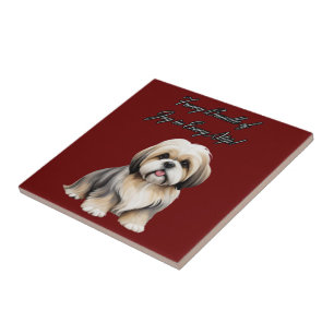 Fluffy Little Pal: Soft Hues and Thick Hai Ceramic Tile