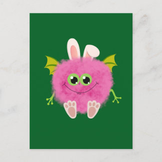 Fluffy little pink rabbit monster postcard