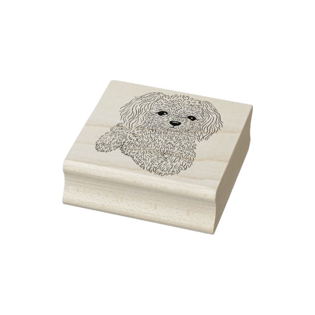 Fluffy Little Poodle Dog Rubber Stamp (Stamp)
