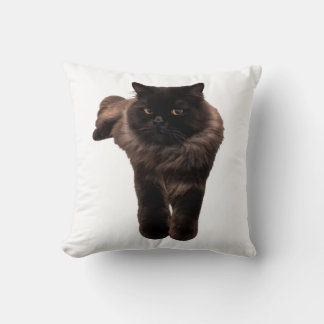 Fluffy Longhair Black Cat Sticker - My Cat. HAKU Throw Pillow