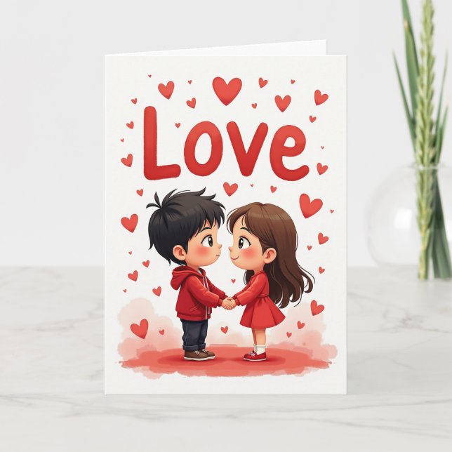 Fluffy Love Hearts Cute Card (Front)