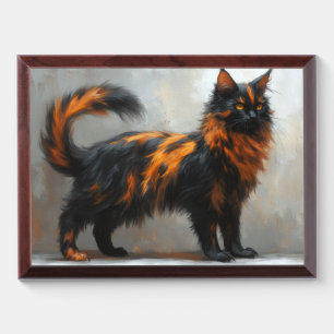Fluffy maine coon cat award plaque