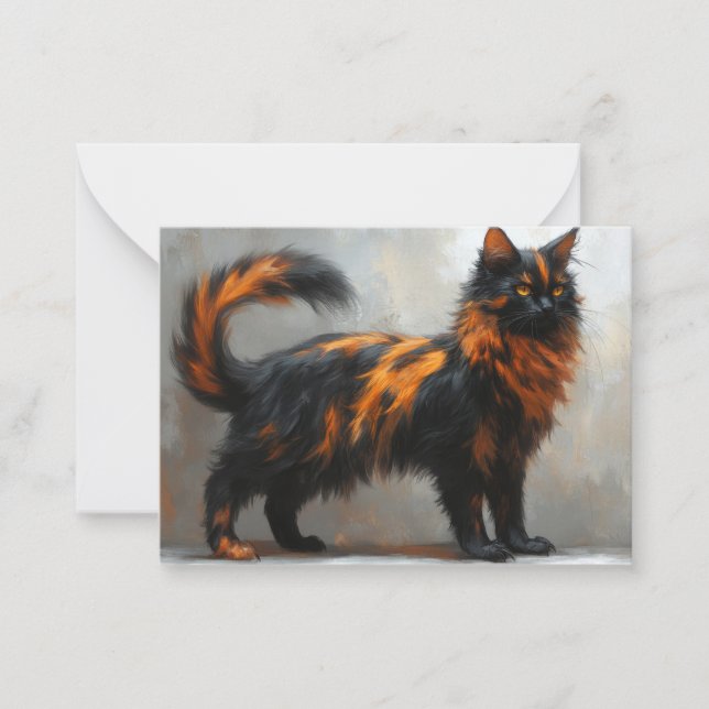 Fluffy maine coon cat  note card (Front)