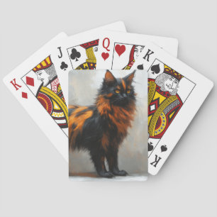 Fluffy maine coon cat poker cards