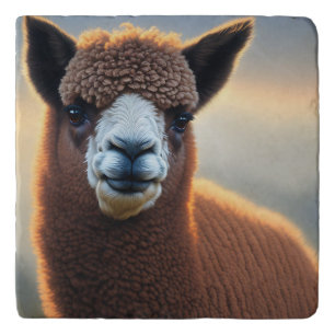 "Fluffy Majesty: The Big Woolly Brown Alpaca" Trivet