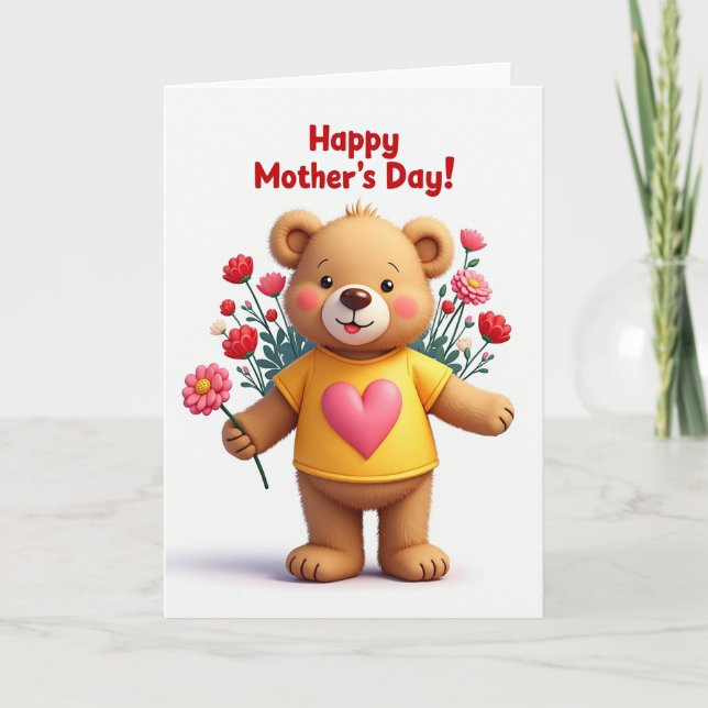 Fluffy Mothers Day Bouquet Card (Front)