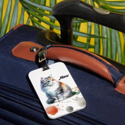 Fluffy Multi_Color Cat Meow Luggage Tag
