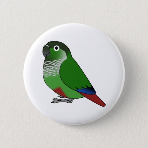 Fluffy normal green_cheeked conure parrot cartoon button