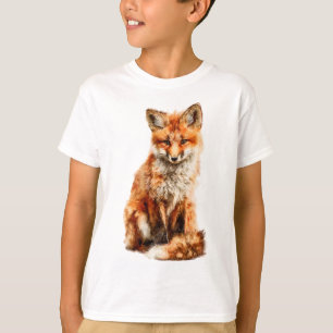 Fluffy Orange Red Fox Sitting Forest Kids T-Shirt