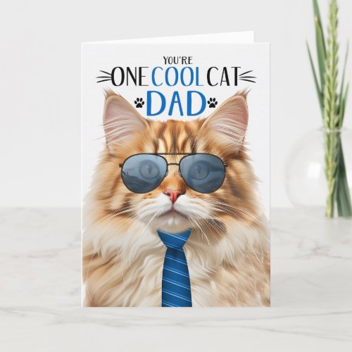 Fluffy Orange Tabby Cat Fathers Day One Cool Cat Holiday Card
