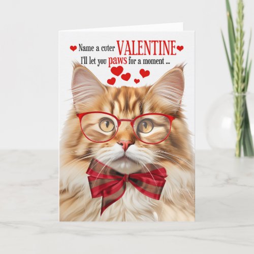 Fluffy Orange Tabby Cat Humor Valentines Day Holiday Card