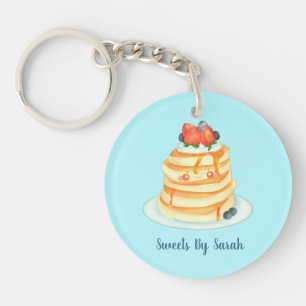 Fluffy Pancakes With Maple Syrup,Fruit And Cream Keychain