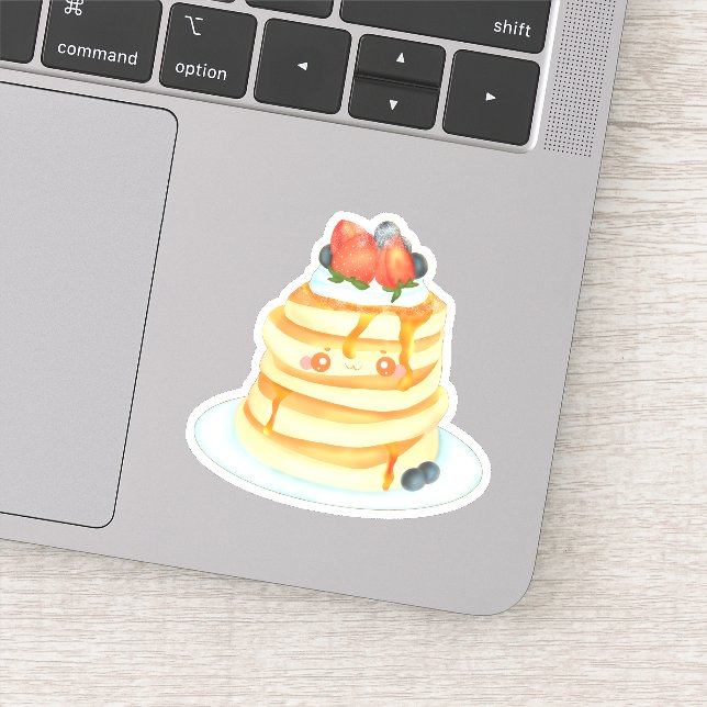 Fluffy Pancakes With Maple Syrup,Fruit And Cream Sticker (Detail)