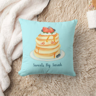 Fluffy Pancakes With Maple Syrup,Fruit And Cream Throw Pillow