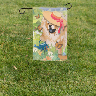 FLUFFY PANTS in FANCY HATS red chow  garden Flag