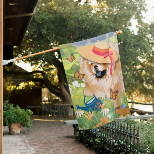 FLUFFY PANTS in FANCY HATS- red chow  House Flag