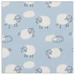 Fluffy Pastel Blue Lamb Pattern Fabric