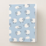 Fluffy Pastel Blue Lamb Pattern Pocket Folder