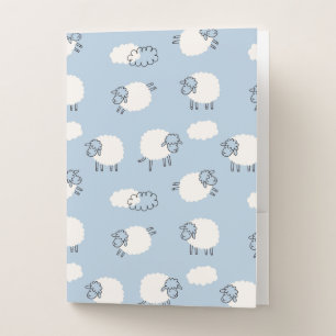 Fluffy Pastel Blue Lamb Pattern Pocket Folder