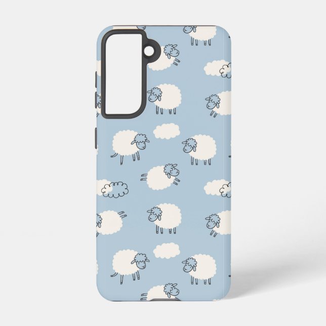Fluffy Pastel Blue Lamb Pattern Samsung Galaxy Case (Back)