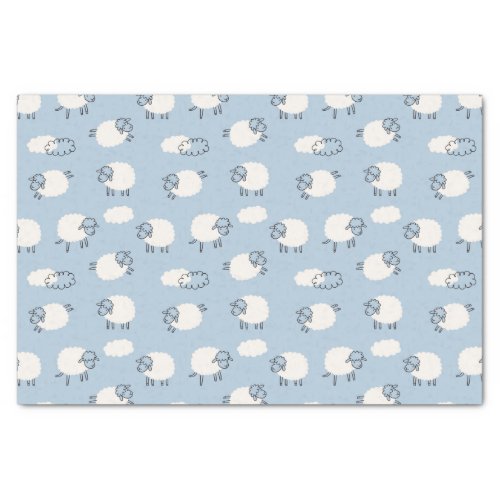 Fluffy Pastel Blue Lamb Pattern Tissue Paper