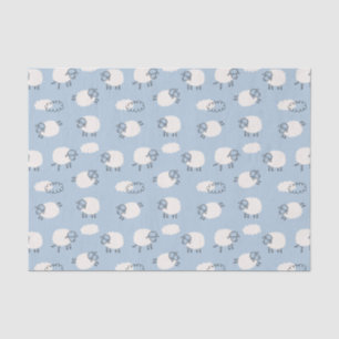 Fluffy Pastel Blue Lamb Pattern Tissue Paper
